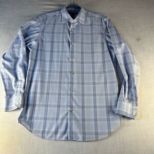 Banana Republic Non-Iron Slim Fit Large‎ Blue Plaid Long Sleeve  Button Up Shirt